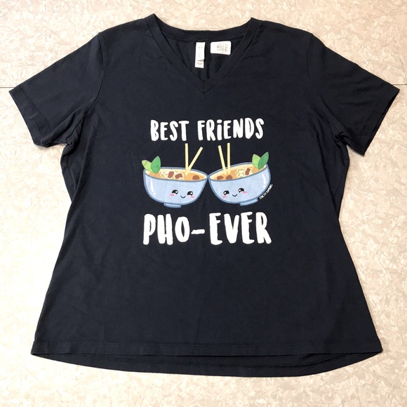 Bella Canvas Tops - 🍜 NEW Best Friends Pho-Ever Navy Novelty Tee T-Shirt, Size Large